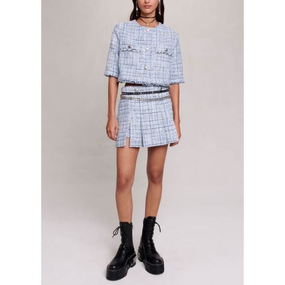Maje Volinete Tweed Blazer & Jolinete Pleated Mini Skirt - Picture 1 of 14